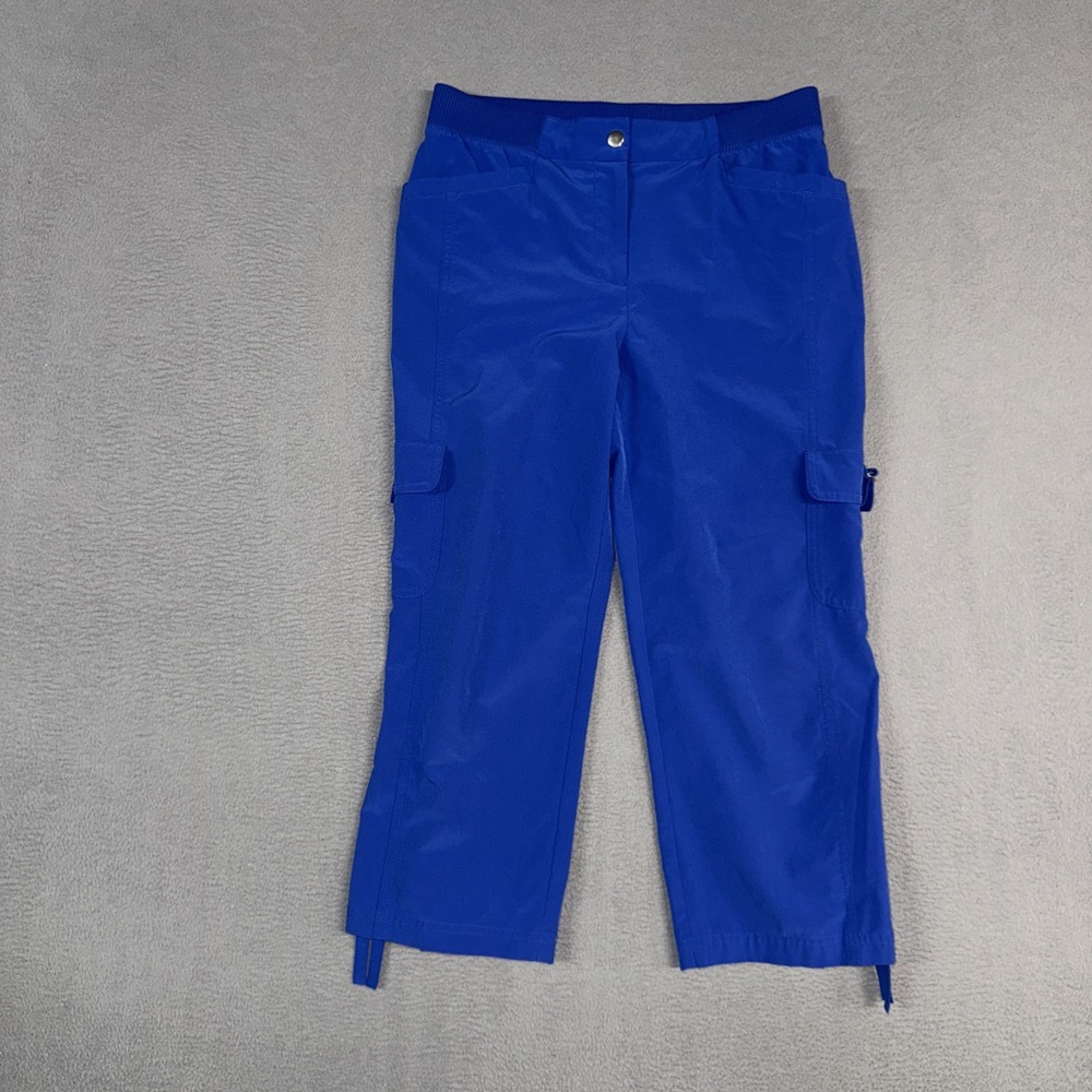 Chico's Zenergy Cargo Pants Women's 0 / 4 Blue Straight Capri Elastic Stretch